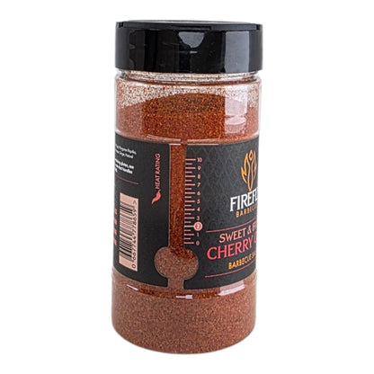 FireFly Barbecue Cherry Cola BBQ Rub jar with label, showcasing the flavorful seasoning for grilling and barbecue dishes.