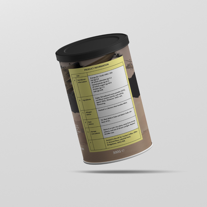 Rear view of Contact Coffee Company Ltd.'s Cleared Hot premium hot chocolate coffee cup with whipped topping and chocolate drizzle.