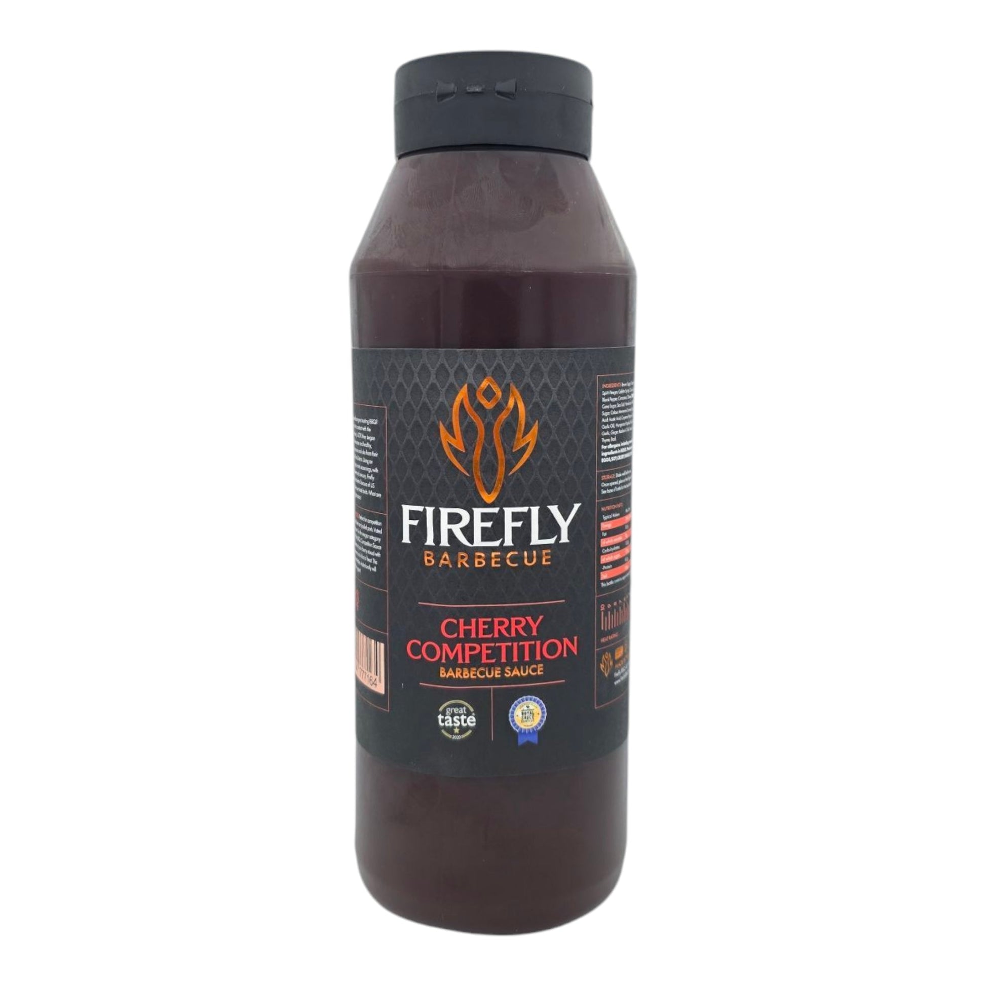 FireFly Barbecue Competition Cherry BBQ Sauce bottle, rich red sauce with cherry flavor, perfect for grilling and smoking.