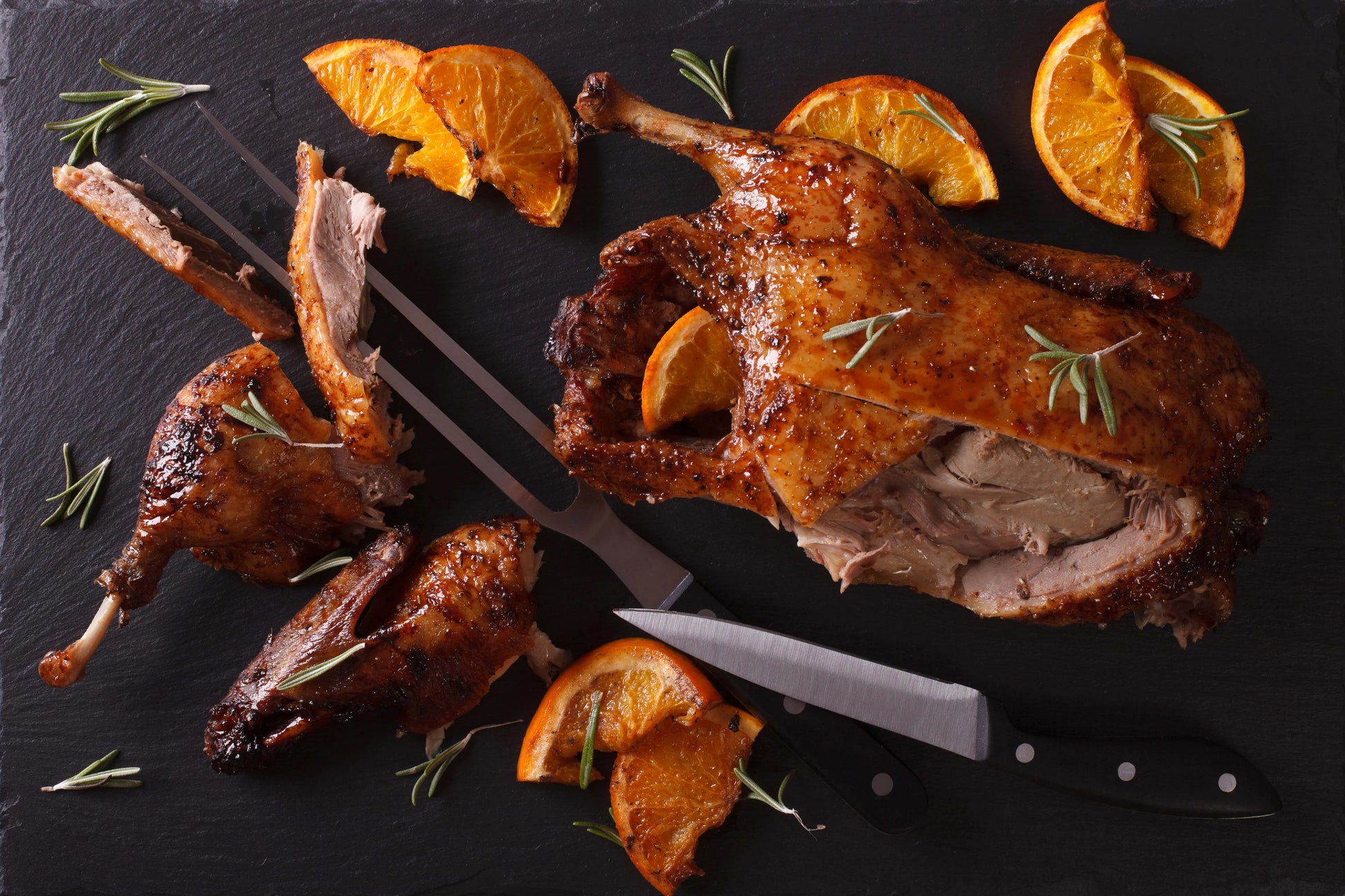 Cooked Primrose Herd Creedy Carver free-range whole duck, beautifully roasted and ready to serve.