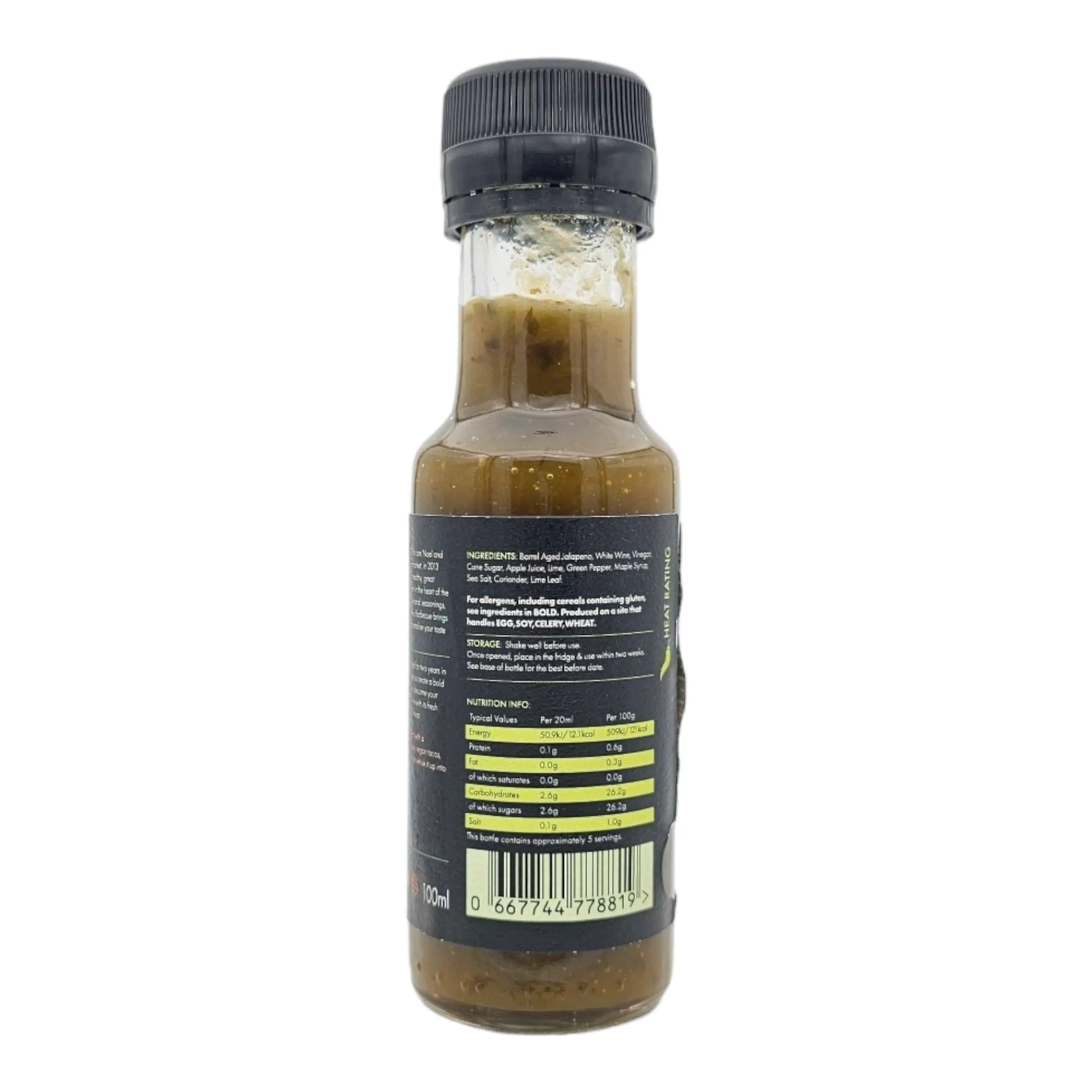 FireFly Barbecue Jalapeno Coriander & Lime hot sauce bottle with fresh jalapenos, coriander, and lime ingredients visible.