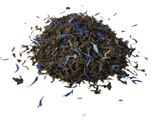 Porter Hill Tea Company's black cream Earl Grey tea in a transparent container, showcasing the tea leaves and cream infusion.