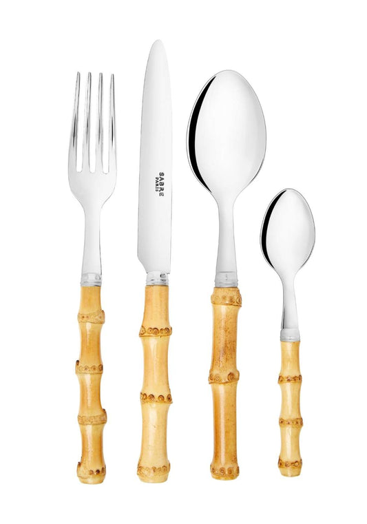 Four-piece bamboo cutlery set by Casa by Josephine Jenno, including forks, knives, and spoons for eco-friendly dining.