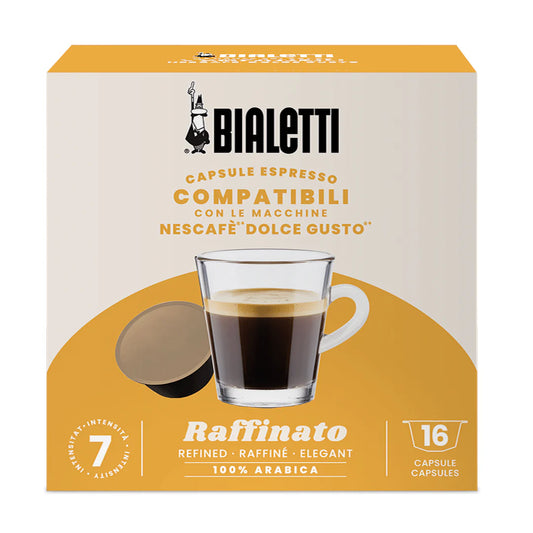 Bialetti Dolce Gusto compatible coffee capsules by Brew Italia, featuring a sleek design and rich coffee flavor options.