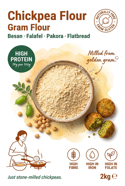 Whole Food Earth chickpea flour in a bag, natural gluten-free flour for cooking and baking, from the Flours & Grains category.