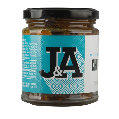 Janda dried fruit chutney in a 200g jar featuring a colorful mix of dried fruits and spices, ready to enhance dishes.