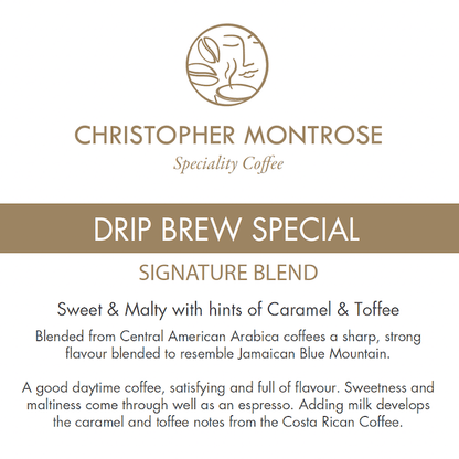 drip brew special coffee label