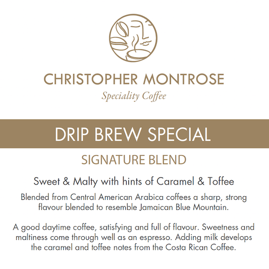drip brew special coffee label