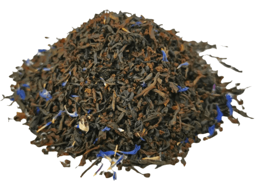 Black Earl of Colne Valley tea by Porter Hill Tea Company in a transparent tea tin with a black label and silver lid.
