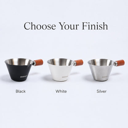 KNOCDIC® espresso measuring cup in various colors, 100ml capacity, with clear measurement markings for precise coffee brewing.