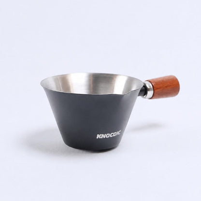 KNOCDIC® 100ml espresso measuring cup with clear markings and handle for precise coffee measurement