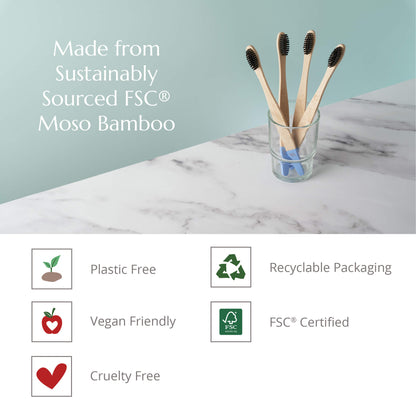 Adult Bamboo Toothbrush - 4 Pack - Firm Bristles