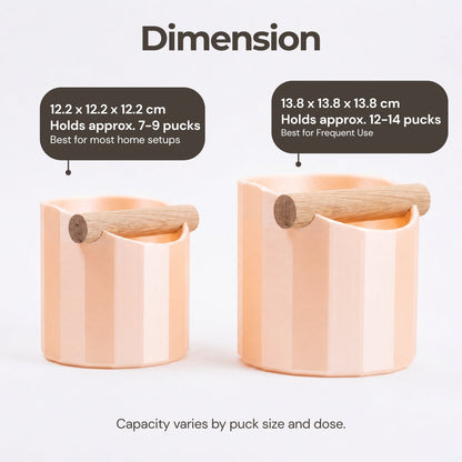KNOCDIC® Facet Geometric Espresso Knock Box with oak knock bar, modern design and sturdy construction for coffee preparation.