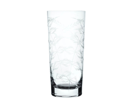 Set of four Crystal Highballs with elegant fern design by The Vintage List, featuring clear glass and detailed botanical pattern.
