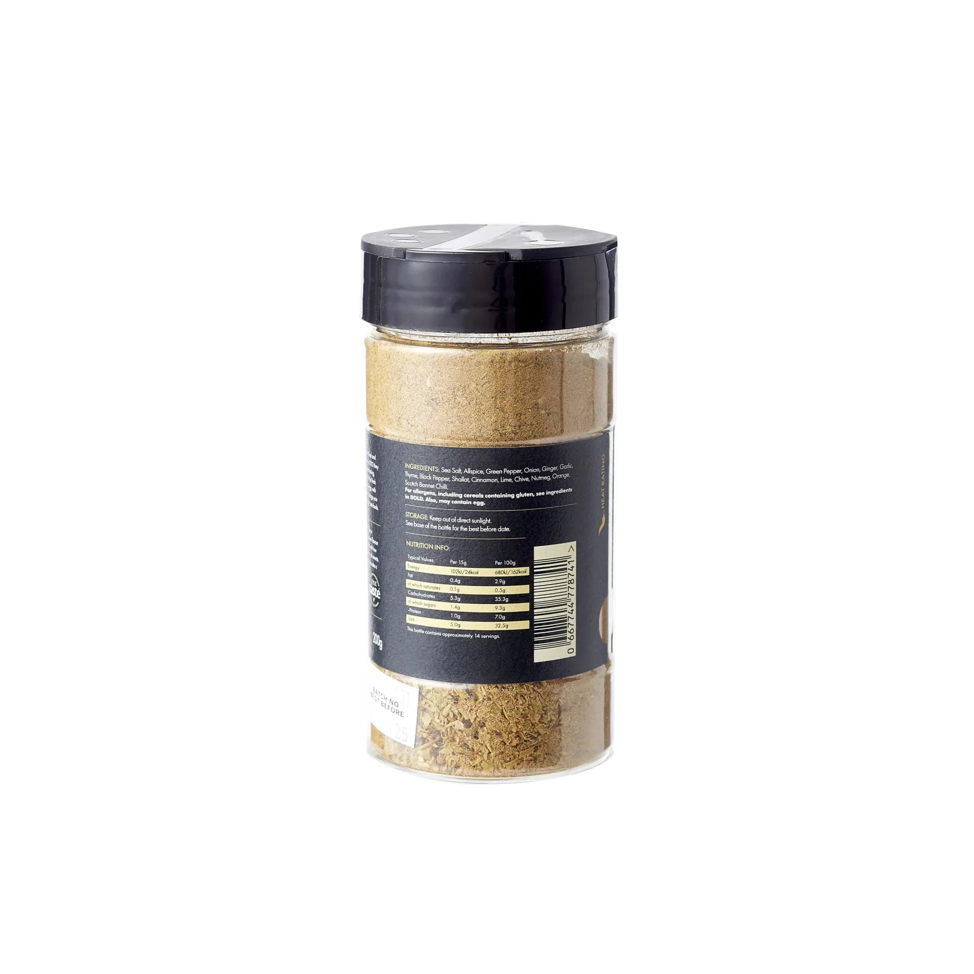 FireFly Barbecue Boston Beach Jerk Rub in a jar, showcasing the spicy BBQ rub with a vibrant label.