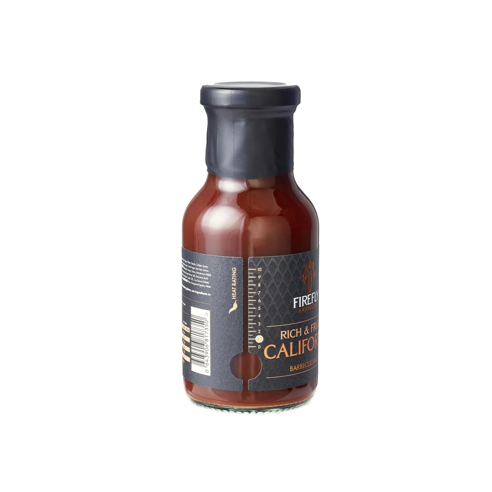 FireFly Barbecue California Apple BBQ Sauce bottle with label, showcasing the flavorful sauce for grilling and dipping.