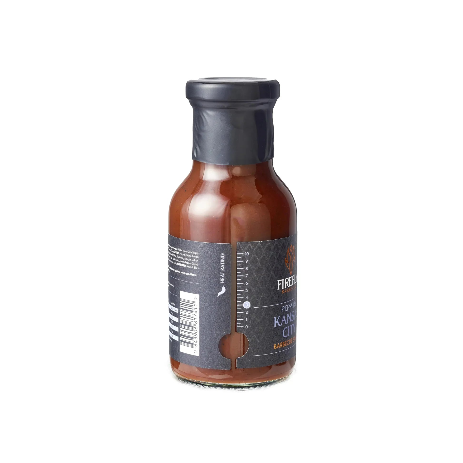 FireFly Barbecue Kansas Brisket BBQ Sauce bottle with label, showcasing rich, smoky flavor ideal for grilled meats.