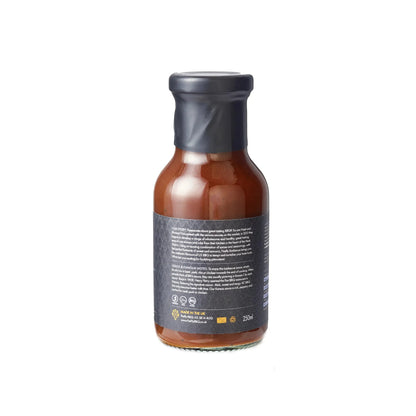 Bottle of FireFly Barbecue Kansas Brisket BBQ Sauce with label visible, showcasing rich, smoky sauce for grilling and smoking.