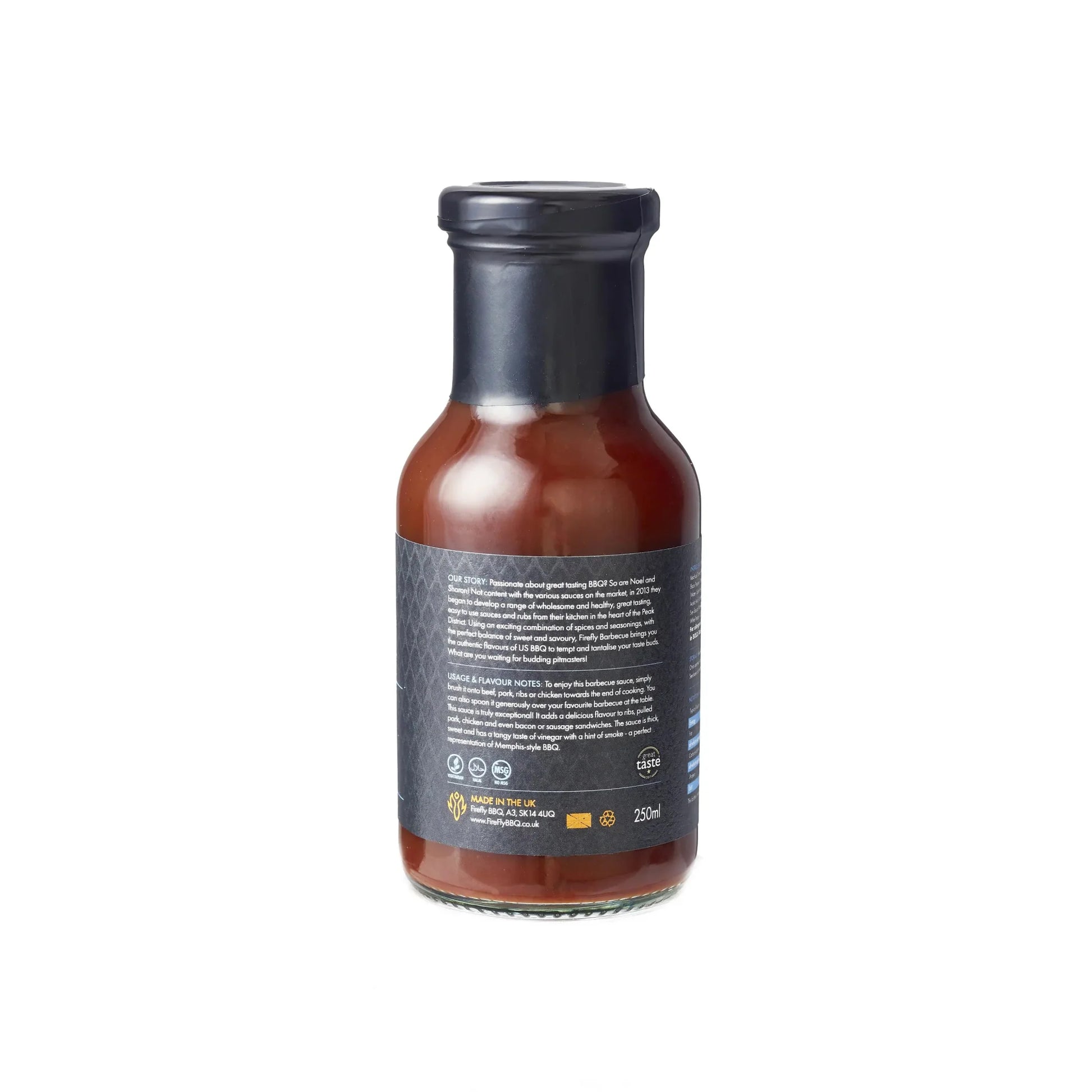 FireFly Barbecue Memphis Red Sweet & Smoky BBQ Sauce in a squeeze bottle with vibrant label, ideal for grilling and dipping.