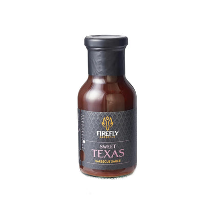 Bottle of FireFly Barbecue Sweet Texas BBQ Sauce with a dark, rich sauce and label visible on the front.