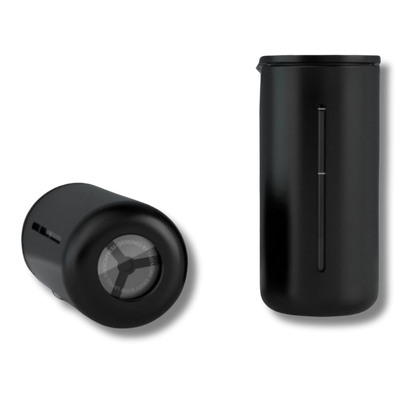 Side and bottom view of Timemore French Press gear by Contact Coffee Company Ltd., showcasing its sleek design and construction.