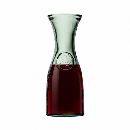 Glassware UK Authentico recycled glass carafe filled with red wine, 800ml, elegant jug for serving beverages.