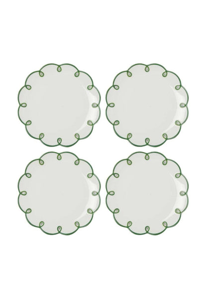 Glorious Green Scalloped Side Plates - Set of 4