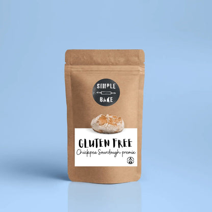 Simple Bake gluten-free chickpea bread premix package, showing the product label and branding on the box.