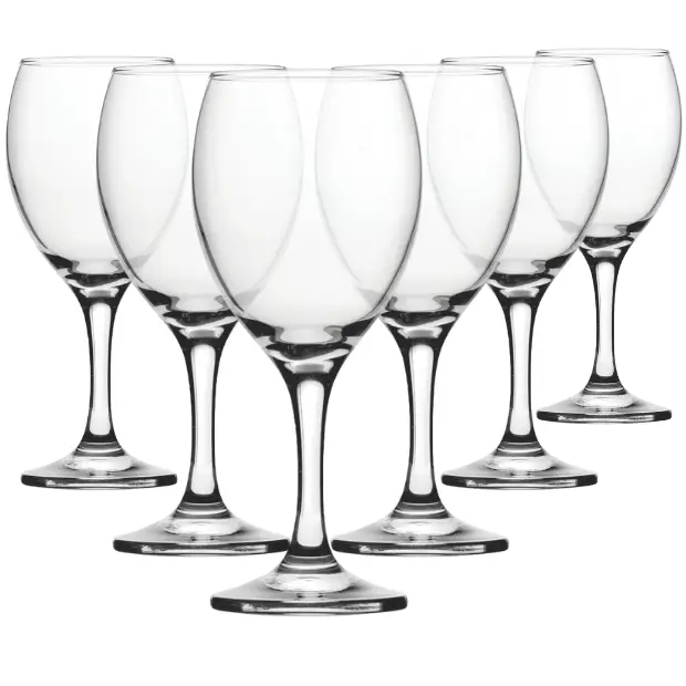 Set of six Imperial Wine Goblets by Glassware UK, 450ml capacity, clear elegant wine glasses for serving and tasting wine.