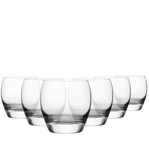 Set of six Glassware UK Imperial Whisky Tumblers, 300ml, clear glass with a classic cylindrical shape for enjoying whisky.