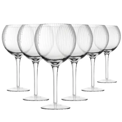 Set of six Glassware UK Hayworth gin glasses, 580ml capacity, elegant design for serving gin and cocktails.