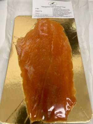 Side of Hampshire cold smoked trout from Butler Country Estates, fresh and flavorful, ready for online order.