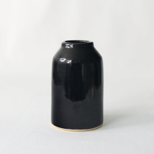Handmade black ceramic Jet Black Classic Bud Vase by Katie L Thompson Designs, featuring a sleek, minimalist design.
