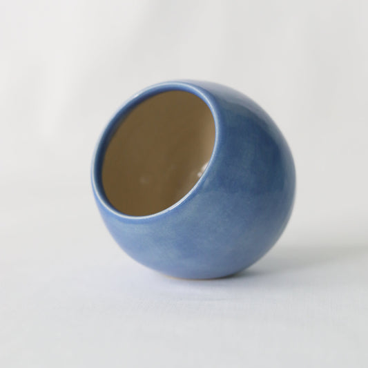 Handmade ceramic Pacific Blue Classic Salt Pig by Katie L Thompson Designs with a smooth, rounded design for storing salt.