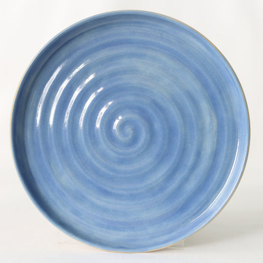 Handmade Pacific Blue ceramic lunch plate by Katie L Thompson Designs, featuring a smooth, round surface and classic design.