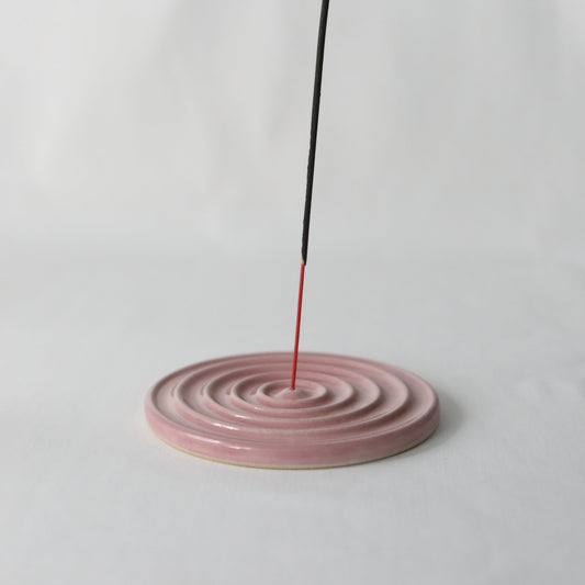 Handmade blush pink ceramic incense burner with a classic design by Katie L Thompson Designs.