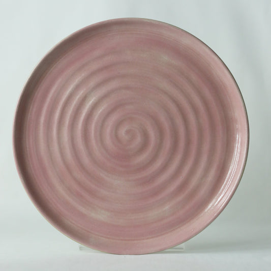 Handmade blush pink ceramic lunch plate by Katie L Thompson Designs, featuring a classic round shape and smooth finish.