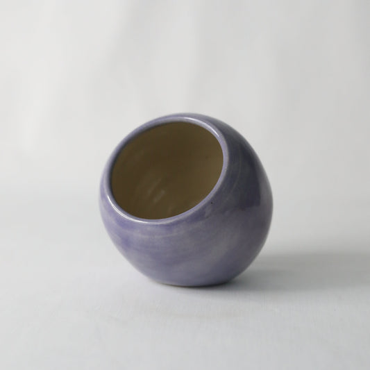 Handmade purple ceramic salt pig by Katie L Thompson Designs, featuring a classic amethyst purple finish for kitchen storage.