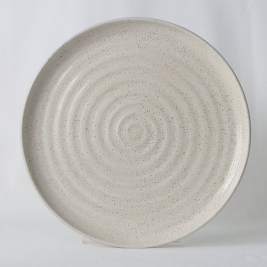 White ceramic lunch plate with a classic design by Katie L Thompson Designs, perfect for serving meals in a stylish, handmade style.