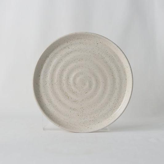 Handmade white ceramic Pepper White Classic Cake Plate by Katie L Thompson Designs, featuring a smooth, elegant surface for serving desserts.