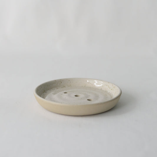 Handmade white ceramic Pepper White Classic Soap Dish by Katie L Thompson Designs, featuring a sleek, minimalist design for bathroom use.