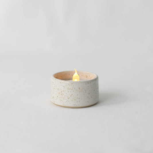 Handmade white ceramic Pepper White Classic Tea Light Holder by Katie L Thompson Designs, designed to hold small tea lights.