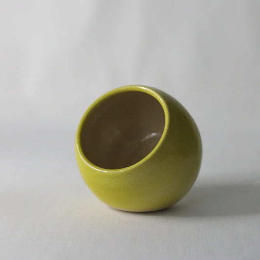 Sun yellow ceramic salt pig by Katie L Thompson Designs, showcasing a handmade classic salt pig for kitchen storage.