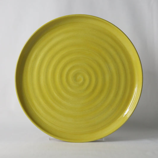 Sun yellow ceramic lunch plate by Katie L Thompson Designs, handmade with a classic round shape and vibrant yellow finish.