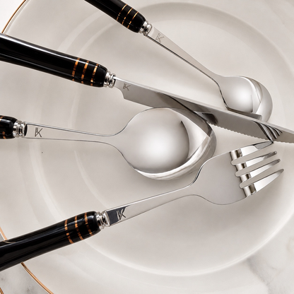 Heritage Gold 24-Piece Cutlery Set – Black