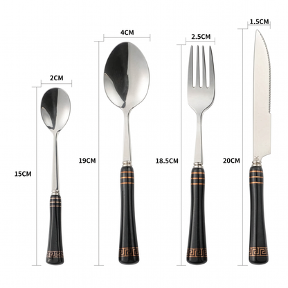 Heritage Gold 24-Piece Cutlery Set – Black