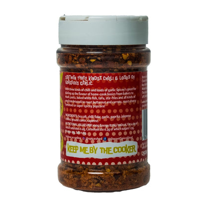 The Dorset Spice Shed - Shake & Season Everyday Spicey - salt infused with crushed chilli flakes, Mexican jalapeno and cayenne pepper 250g