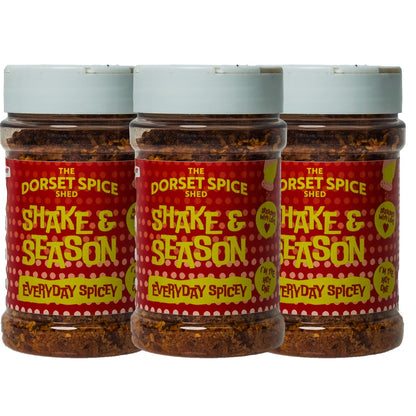 The Dorset Spice Shed - Shake & Season Everyday Spicey - salt infused with crushed chilli flakes, Mexican jalapeno and cayenne pepper 250g