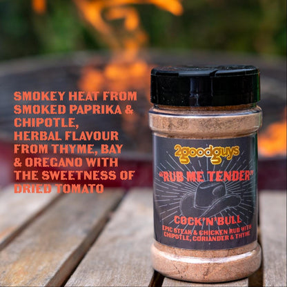2GoodGuys &quot;Rub Me Tender&quot; Cock & Bull Rub for Steak and Chicken - Classy Classic Chipotle Cayenne Spicy Rub - Steak Dry Rub and Marinade