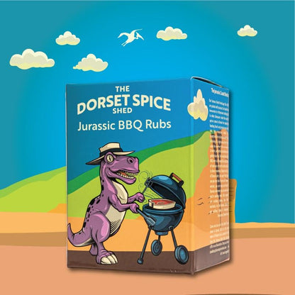 Dorset Spice Shed Jurassic BBQ Seasonings Gift Set of 3 BBQ Rubs - FREE Greetings Card - A Perfect Summer Barbecue Gift for Outdoor Cooking